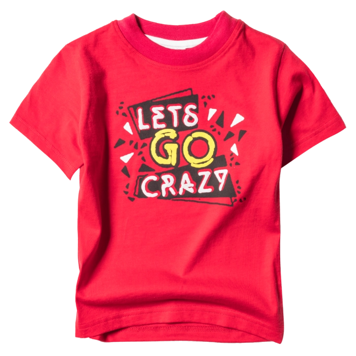 Παιδική μπλούζα New College για αγόρια Lets go crazy Κόκκινο καθημερινές επώνυμες ποιοτικές μπλούζες online