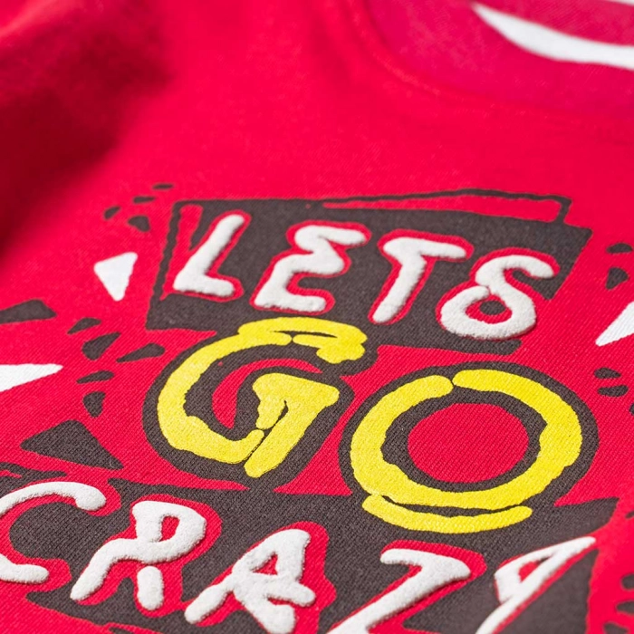 Παιδική μπλούζα New College για αγόρια Lets go crazy Κόκκινο καθημερινές επώνυμες ποιοτικές μπλούζες online 3