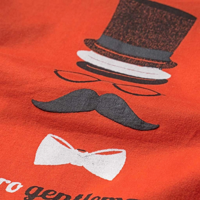 Παιδική μπλούζα New Collage για αγόρια Gentleman Πορτοκαλί αγορίστικες καλοκαιρινές ελληνικές μπλούζες κοντομάνικες 1