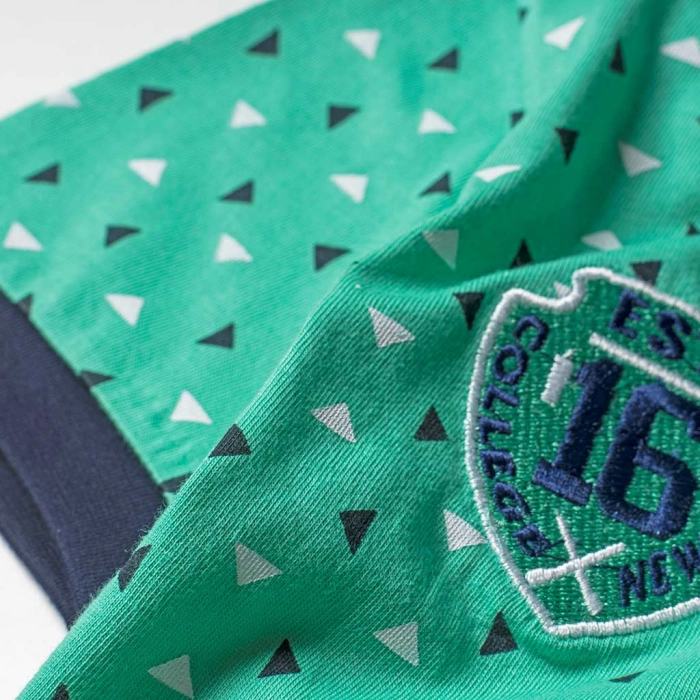 Παιδική μπλούζα New Collage για αγόρια Triangle Πράσινο αγορίστικες καλοκαιρινές ελληνικές μπλούζες κοντομάνικες 3