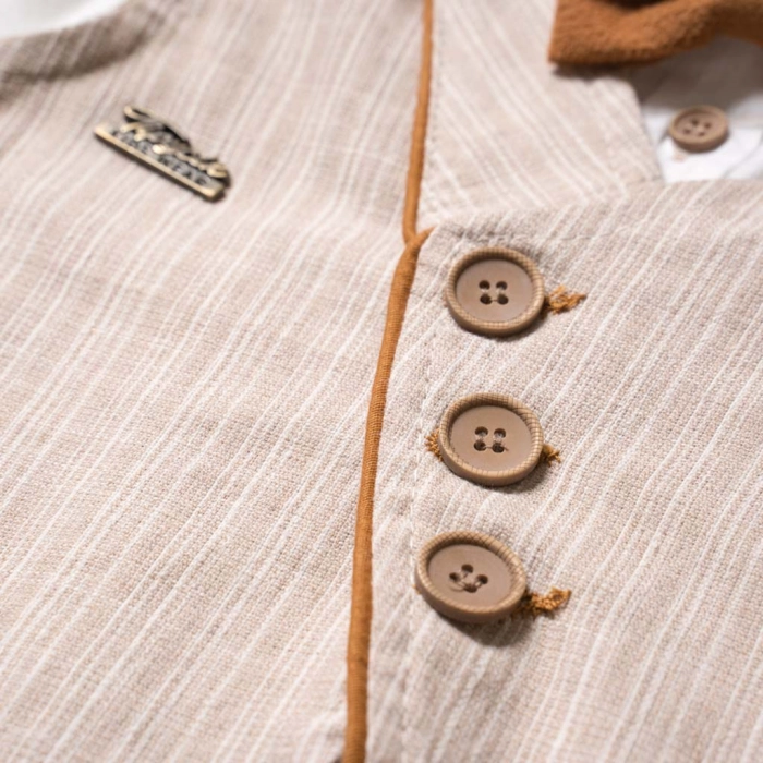 Παιδικό σετ για αγόρια Alarso μπεζ σετάκια μοντέρνα με πουκάμισο γιλέκο καλοκαιρινά ιδιαίτερα για αγοράκια ετών online 3