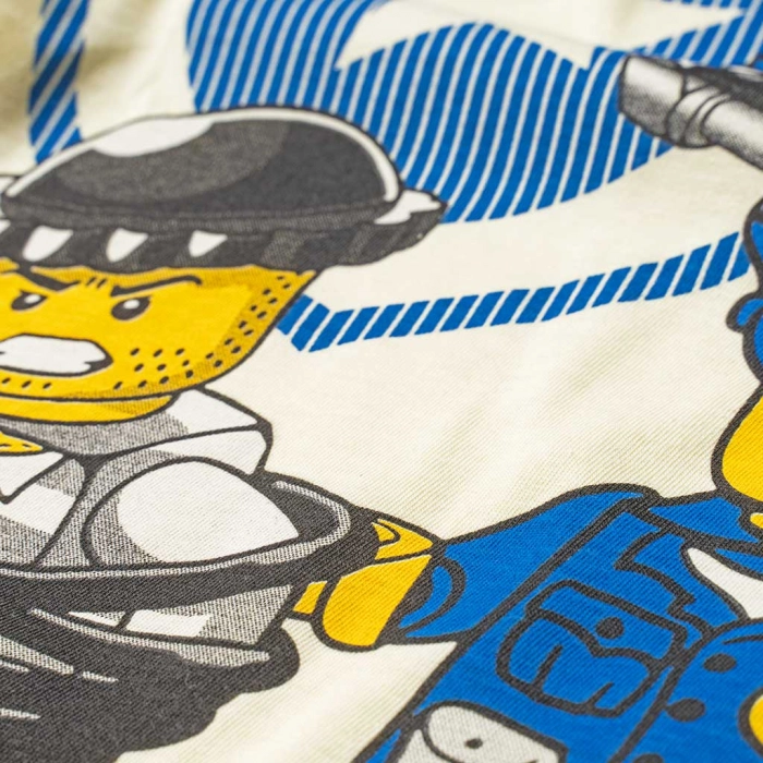 Παιδική πιτζάμα Like για αγόρια Police Κρεμ αγορίστικες καλοκαιρινές πιτζάμες ελληνικές 3