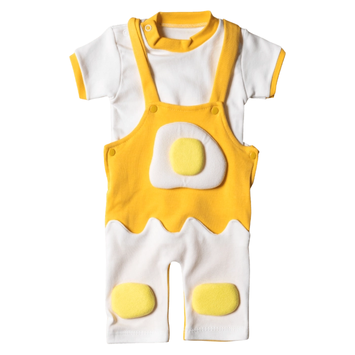 Βρεφικό φορμάκι για αγόρια Egg Κίτρινο αγορίστικα καλοκαιρινά φορμάκια με στάμπα