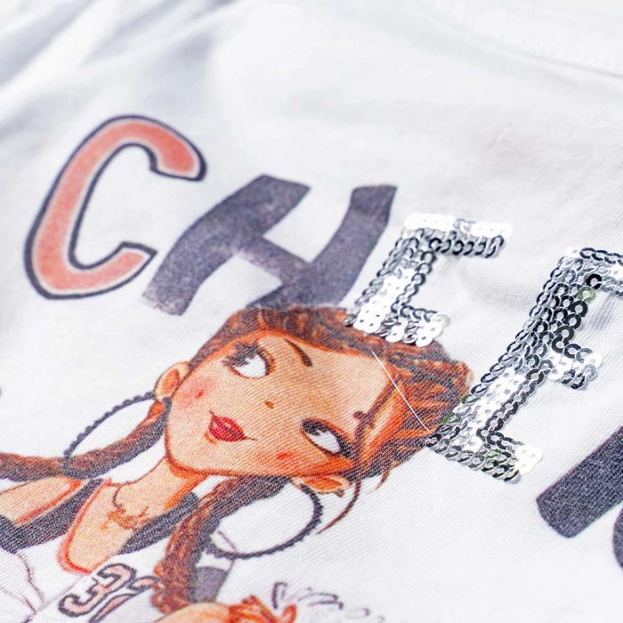Παιδικό σετ Reflex για κορίτσια Cheer άσπρο ποιοτικά καλοκαιρινά βαμβακερά ποιοτικά στάμπα