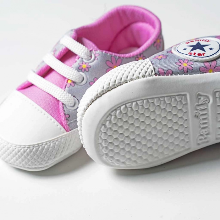 Βρεφικά παπούτσια αγκαλιάς για κορίτσια Flower Star ροζ κοριτσίστικο με λουλούδια άνετο για βόλτα δώρο νεογέννητα τύπου converse all star 2