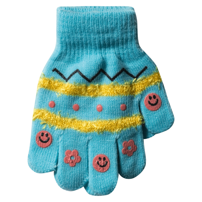 Παιδικά γάντια για κορίτσια Emoji Τυρκουάζ κοριτσίστικα φτηνά ζεστά φλούο πλεκτά ελαστικά παιδικά