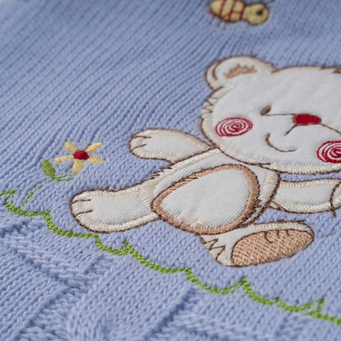 Παιδική κουβέρτα πλεκτή για αγόρια Bear me γαλάζιο αγορίστικα οικονομικά κουβερτοπάπλωμα δώρα λευκά είδη με χνούδι 5