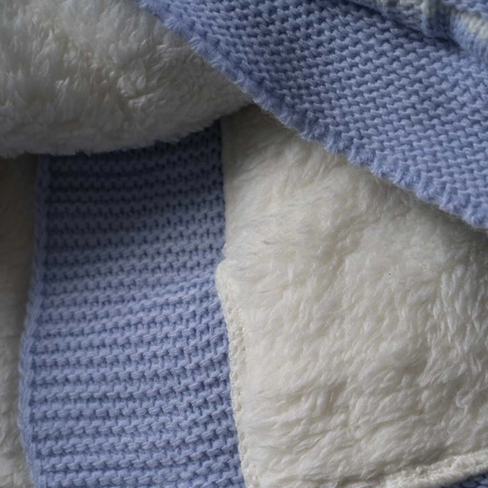 Παιδική κουβέρτα πλεκτή για αγόρια Bear me γαλάζιο αγορίστικα οικονομικά κουβερτοπάπλωμα δώρα λευκά είδη με χνούδι 6