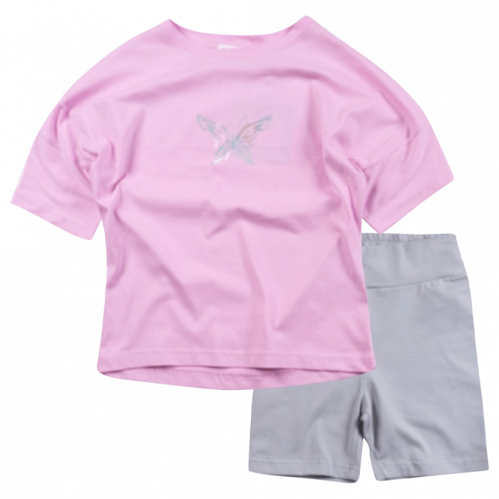 Παιδικό σετ Emery για κορίτσια Butterfly Ροζ κοντομάνικα καλοκαιρινά κολάν κορίτσια ετών online