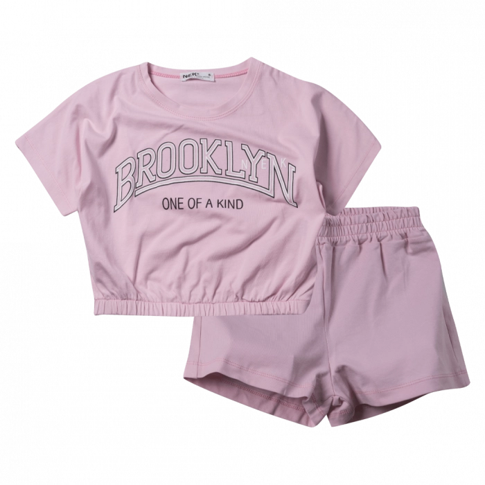 Παιδικό σετ NEK για κορίτσια Brooklyn ροζ κοριτσίστικα καθημερινά σορτς κροπ online 10 χρονών (1)