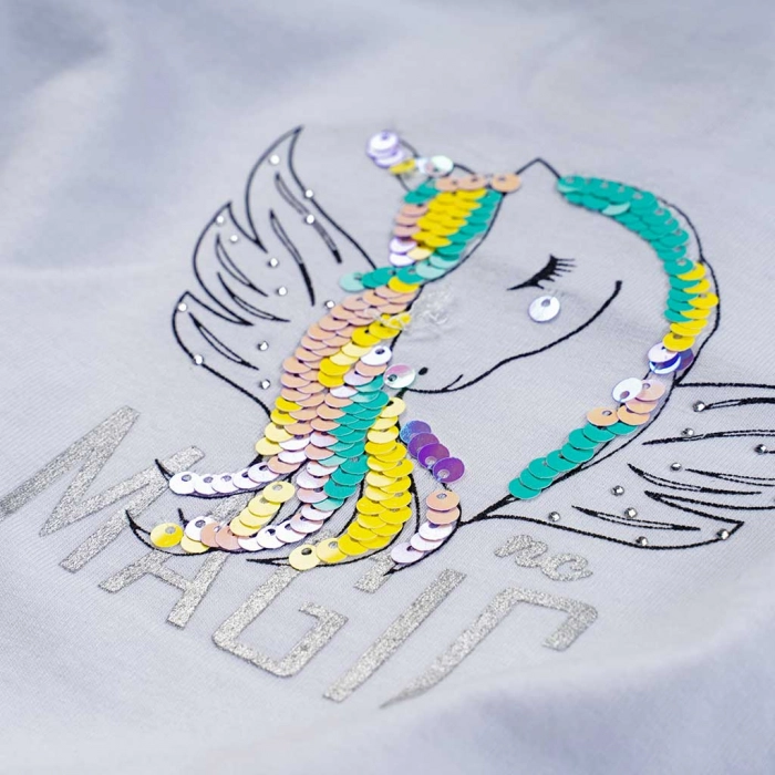 Παιδικό σετ New College για κορίτσια Magic Unicorn άσπρο καλοκαιρινά σετάκια tie dye ελληνικά μοντέρνα με κολάν online (2)