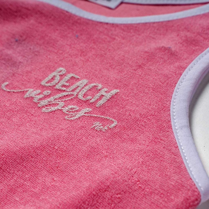 Παιδικό σετ NEK για κορίτσια Beach vibes ροζ κοριτσίστικα βαμβακερά παραλίας πετσετέ σορτς (2)