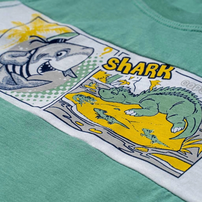 Παιδικό σετ NEK για αγόρια Shark πράσινο αγορίστικα αμάνικα στάμπα online 4 χρονών (2)