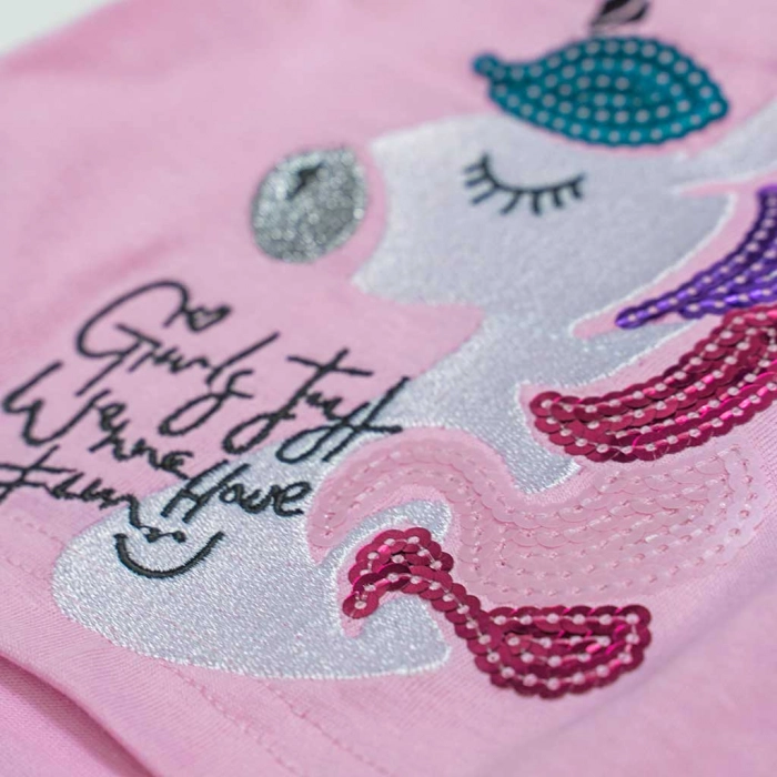 Βρεφικό σετ New College για κορίτσια unicorn girl ροζ καλοκαιρινά σετάκια ελληνικά μοντέρνα μηνών online2
