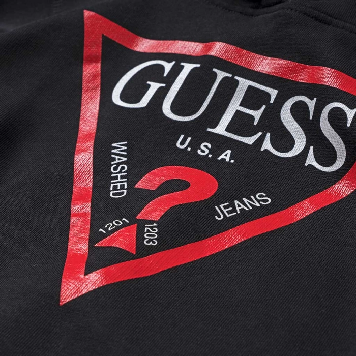 Παιδική μπλούζα GUESS για αγόρια Jet Black μαύρη κάζουαλ καθημερινή επώνυμη ετών online2