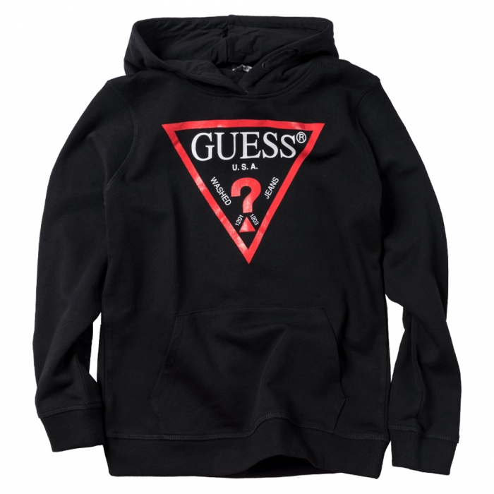 Παιδική μπλούζα GUESS για αγόρια Jet Black μαύρη κάζουαλ καθημερινή επώνυμη ετών online1