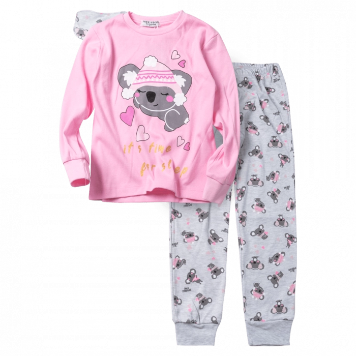 Παιδική πιτζάμα ΕΒΙΤΑ για κορίτσια Coala ροζ καθημερινή άνετη χειμερινή ζεστή ετών online  (1)