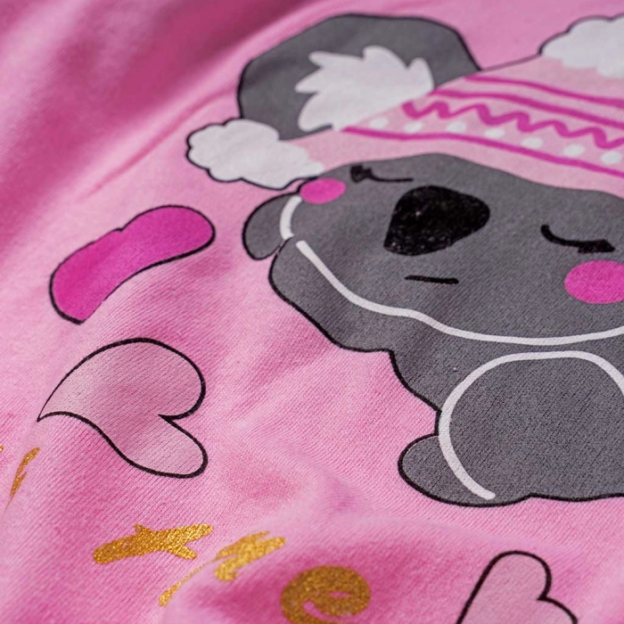 Παιδική πιτζάμα ΕΒΙΤΑ για κορίτσια Coala ροζ καθημερινή άνετη χειμερινή ζεστή ετών online  (3)