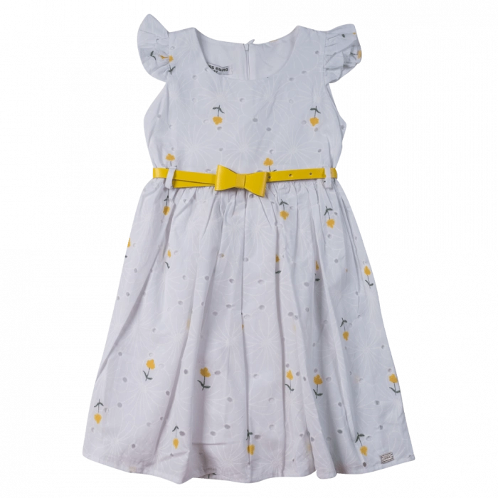 Παιδικό φόρεμα Εβίτα για κορίτσια flowers bow άσπρο casual απλά φορέματα καλοκαιρινά ρομαντικά ετών online