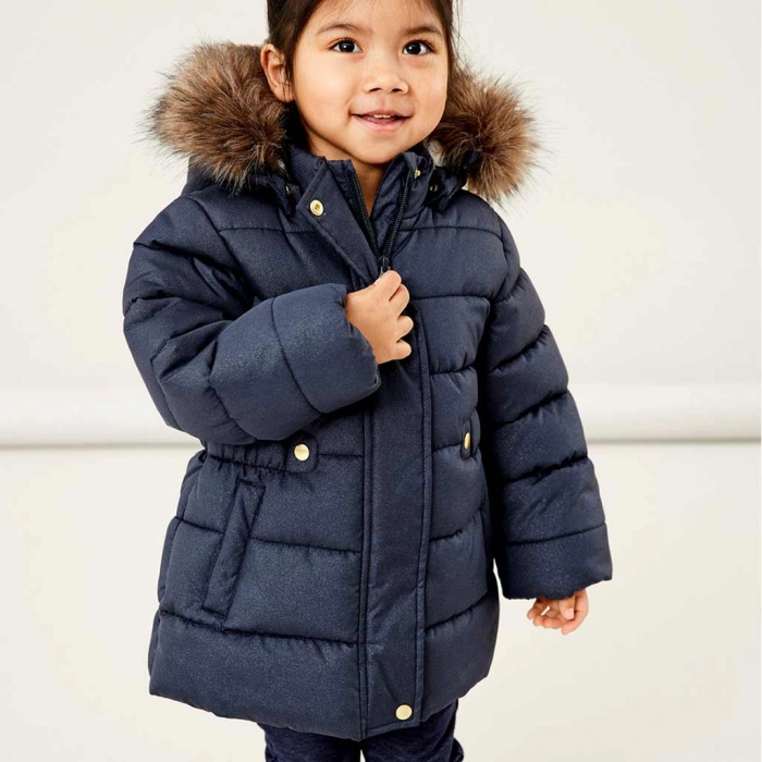 Παιδικό μπουφάν name it για κορίτσια parka μπλε χειμερινά μπουφάν με γούνα παρκα ετών online (5)