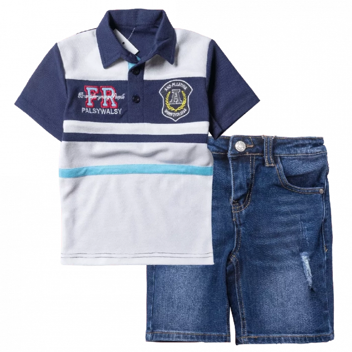Παιδική μπλούζα New College για αγόρια FR Άσπρο καλοκαιρινές μοντέρνες ποιοτικές μπλούζες online | Παιδικό σορτς New College για αγόρια Motospeed τζιν άνετο καλοκαιρινό casual ετών (8) 