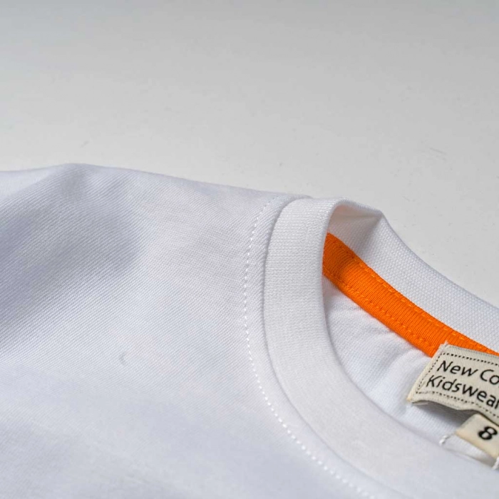 Παιδική μπλούζα New College για αγόρια addicted άσπρο κοντομάνικες μπλούζες tshirt καλοκαιρινά μακό μοντένα ετών (3)