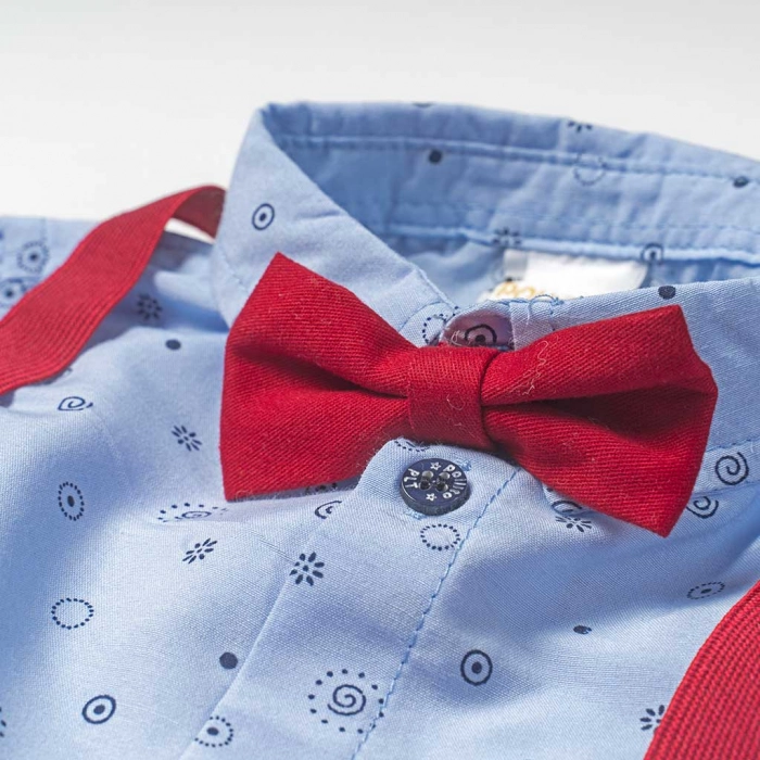 Βρεφικό σετ με πουκάμισο για αγόρια Porto μπλε μηνών καλό ντύσιμο βρεφικά με παπιγιόν online (3)