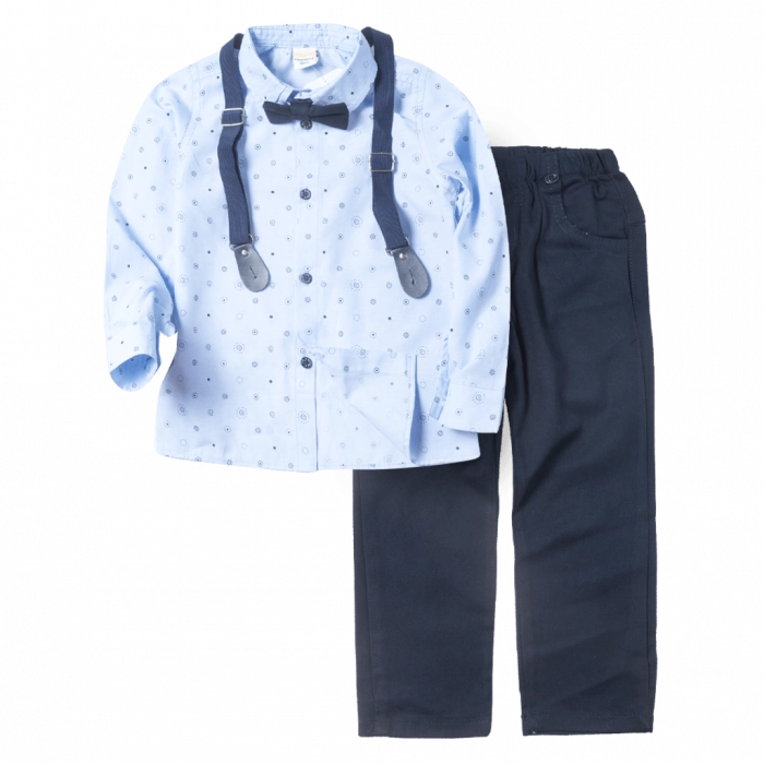 Παιδικό σετ με πουκάμισο Loupi γαλάζιο μοντέρνο για γιορτές με τιράντες αγορίστικο ετών Online (1)