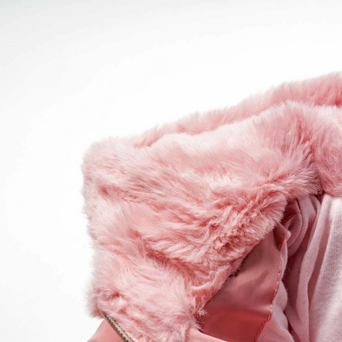 Βρεφικό μπουφάν Εβίτα για κορίτσια Fur n Fluffy ροζ ζεστό χειμωνιάτικο καθημερινό γούνα μηνών online (2)