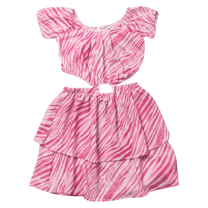 Παιδικό φόρεμα Εβίτα για κορίτσια  Paloma φούξια μοντέρνο εμπριμέ βόλτα καλοκαιρινό αέρινο ετών casual online (1)