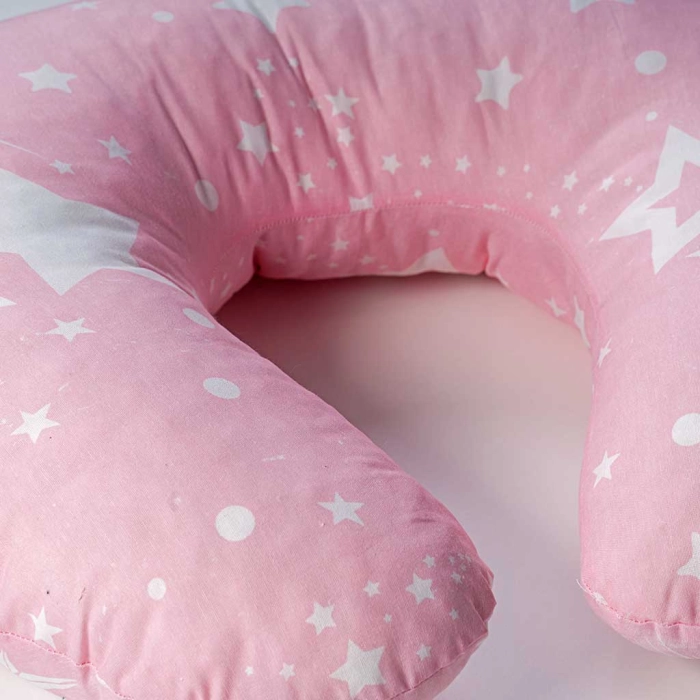 βρεφικό μαξιλάρι θηλασμού για κορίτσια stars ροζ  για νεογέννητα μωράκια βαμβακερό μηνών online (2)