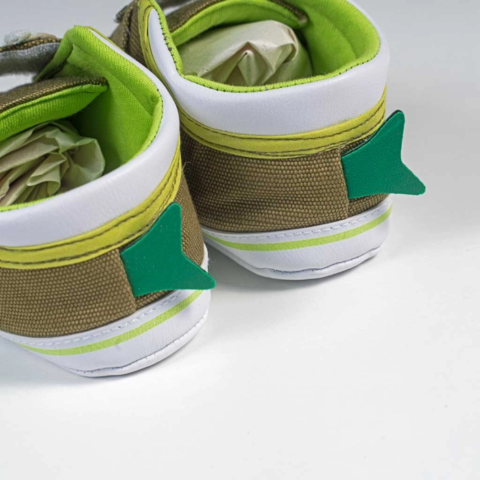 Βρεφικά παπούτσια για αγόρια happy croco χακί παπουτσάκια αγkαλιάς για μωράκια μαλακά μηνών online (4)