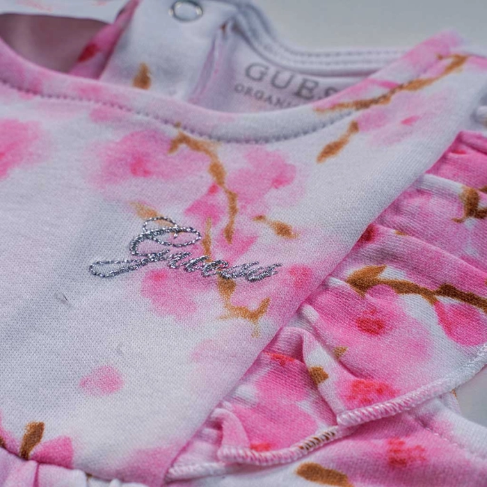 Βρεφικό φόρεμα Guess για κορίτσια WhiteFlowers ροζ καλοκαιρινό επώνυμο ετών Online (3)