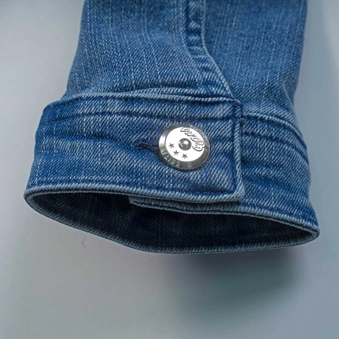 Παιδικό μπουφάν Εβίτα για κορίτσια Hug μπλε τζιν  καθημερινό βόλτα ανοιξιάτικο οικονομικό ετών casual jean online (1)