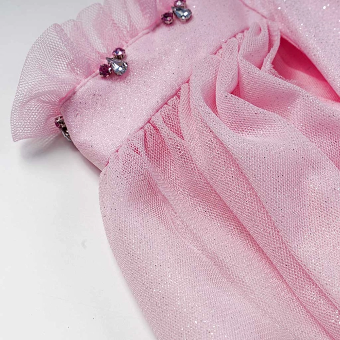 Παιδικό φόρεμα αμπιγέ για κορίτσια Aria ροζ γάμο βάφτιση χρυσόσκονη καλό τούλι ετών online (2)