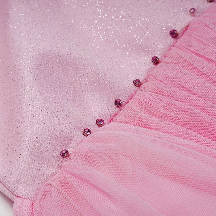 Παιδικό φόρεμα αμπιγέ για κορίτσια Aria ροζ γάμο βάφτιση χρυσόσκονη καλό τούλι ετών online (3)