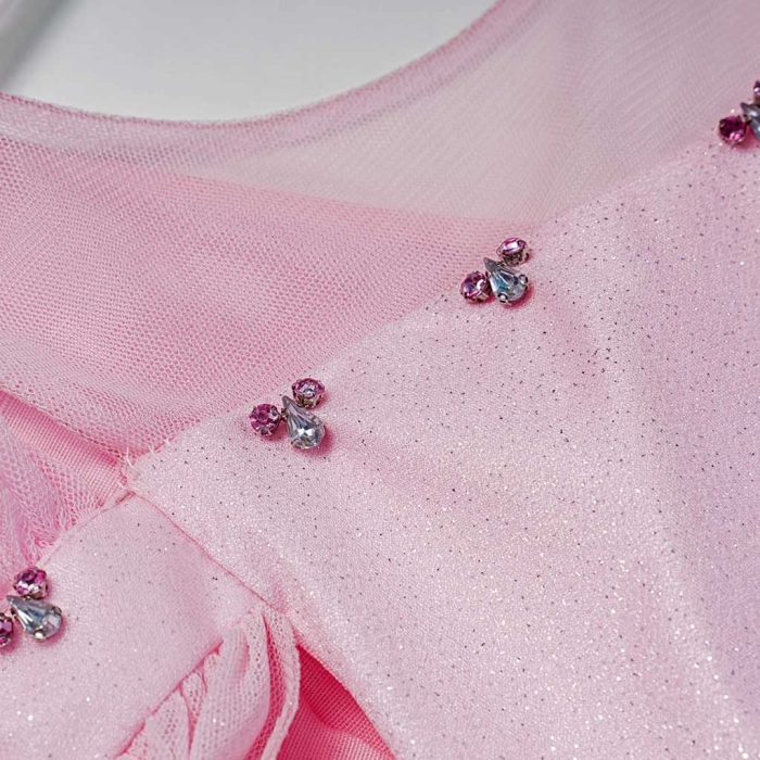 Παιδικό φόρεμα αμπιγέ για κορίτσια Aria ροζ γάμο βάφτιση χρυσόσκονη καλό τούλι ετών online (1)