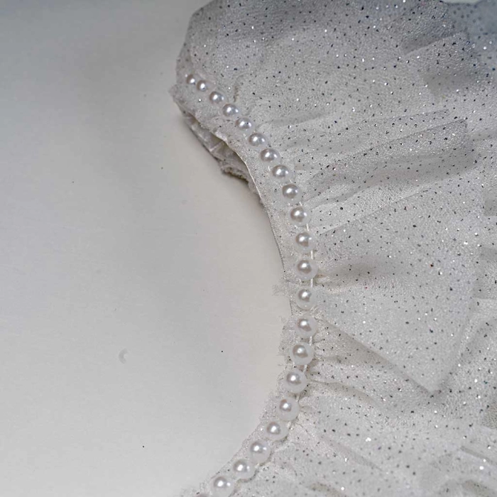 Παιδικό φόρεμα αμπιγέ για κορίτσια Luna άσπρο γάμο παρανυφάκι βάφτιση χρυσόσκονη καλό τούλι ετών online (3)