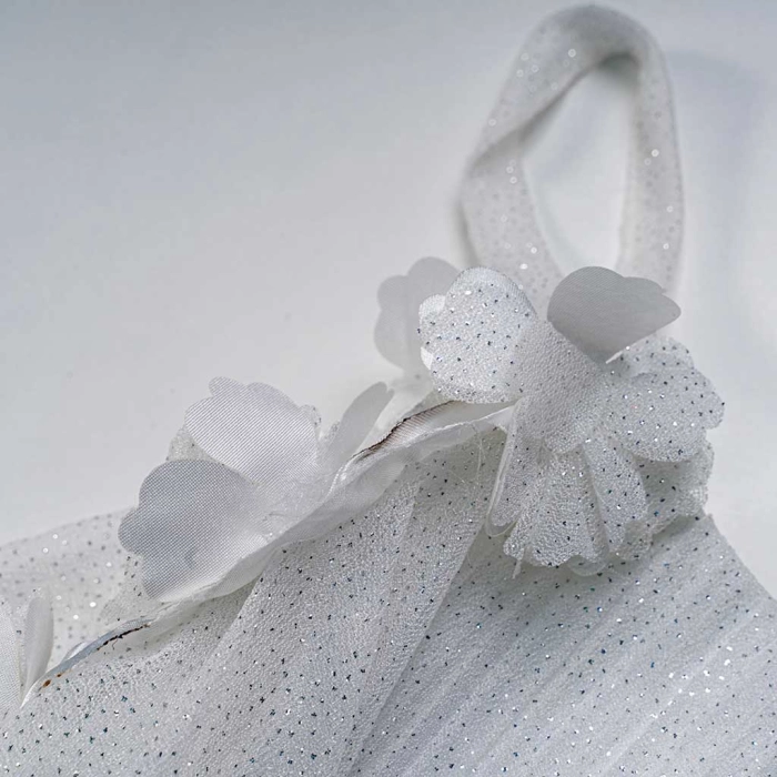 Παιδικό φόρεμα αμπιγέ για κορίτσια Mia άσπρο γάμο παρανυφάκι βάφτιση χρυσόσκονη καλό τούλι ετών online (3)