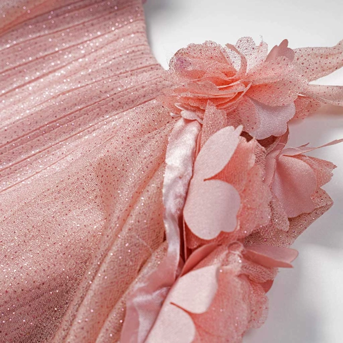 Παιδικό φόρεμα αμπιγέ για κορίτσια Mia ροζ γάμος βάφτιση χρυσόσκονη καλό τούλι ετών online (6)