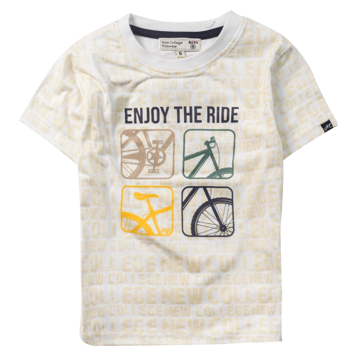 Παιδική μπλούζα New College για αγόρια Ride άσπρο κοντομάνικες μπλούζες tshirt καλοκαιρινά μακό μοντένα ετών (1)
