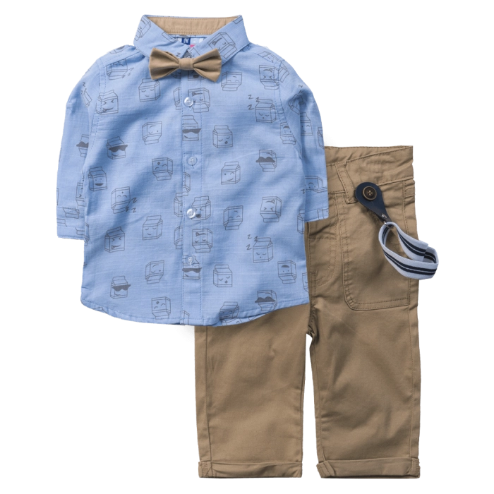 Βρεφικό σετ με πουκάμισο New College για αγόρια Carton γαλάζιο εντυπωσικά εποχιακά επώνυμα μηνών online (1)