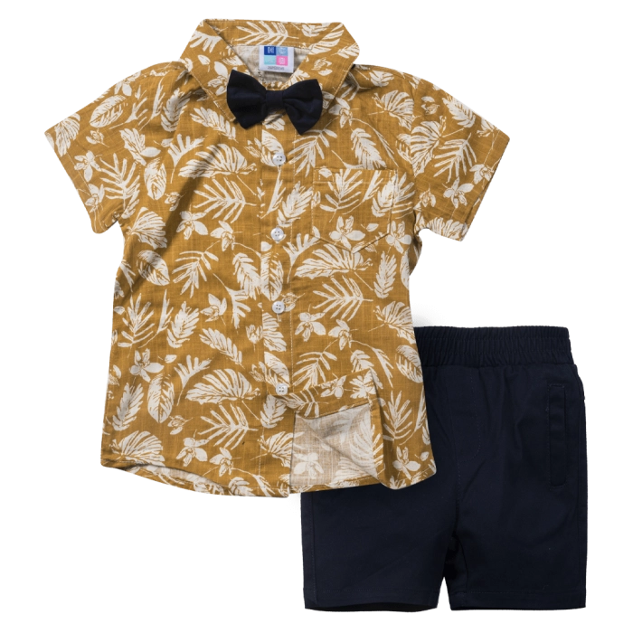 Βρεφικό σετ με πουκάμισο New College για αγόρια Florida μουσταρδί εντυπωσικά καλοκαιρινό επώνυμα μηνών online (1)