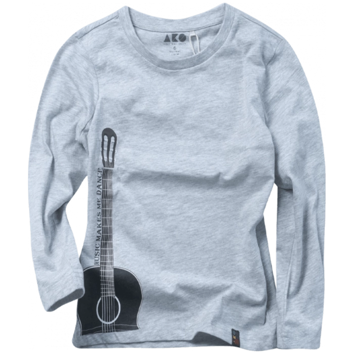 Παιδική μπλούζα ΑΚΟ για αγόρια Guitar γκρι λεπτές μπλούζες μακρυμάνικες ελληνικές
