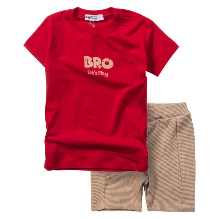 Παιδικό σετ ΝΕΚ για αγόρια Bro κόκκινο καλοκαιρινά σετάκια μακό αγορίστικα με βερμούδα κοντομάνικο ετών online (1)