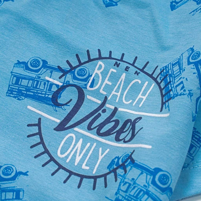 Παιδικό σετ ΝΕΚ για αγόρια Beach Vibes γαλάζιο καλοκαιρινά σετάκια μακό αγορίστικα με βερμούδα κοντομάνικο ετών online (2)