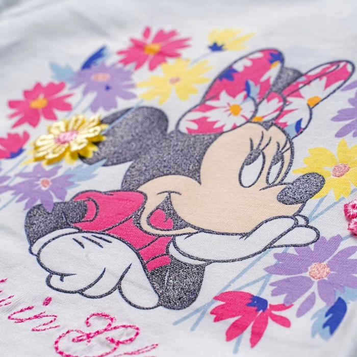 Βρεφκή μπλούζα Disney για κορίτισια Minnie Flowers άσπρο κοριτσίτικες μπλούζες καλοκαιρινές μινι ετών mouse online (2)