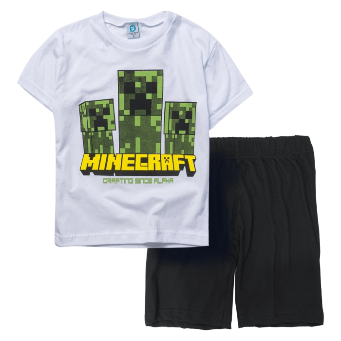 Παιδικό σετ Online για αγόρια Minecraft Creeper άσπρο καλοκαιρινά σετάκια οιικονομικά προσφορά ελληνικά φτηνά ετών Online (1)