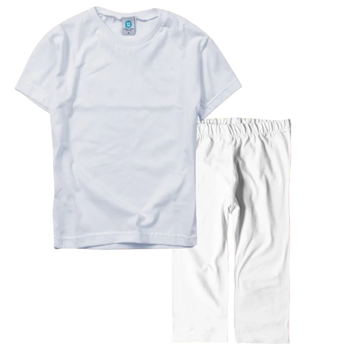 Παιδική μπλούζα μονόχρωμη κοντομάνικη Online Lord άσπρο μονόχρωμα tshirt κοντομάνικα καλοκαιρινά σκέτα ετών | Παιδικό κάπρι κολάν Online για κορίτσια άσπρο οικονομικά κοντά καλοκαιρινά κολάν ελληνικά ετών 