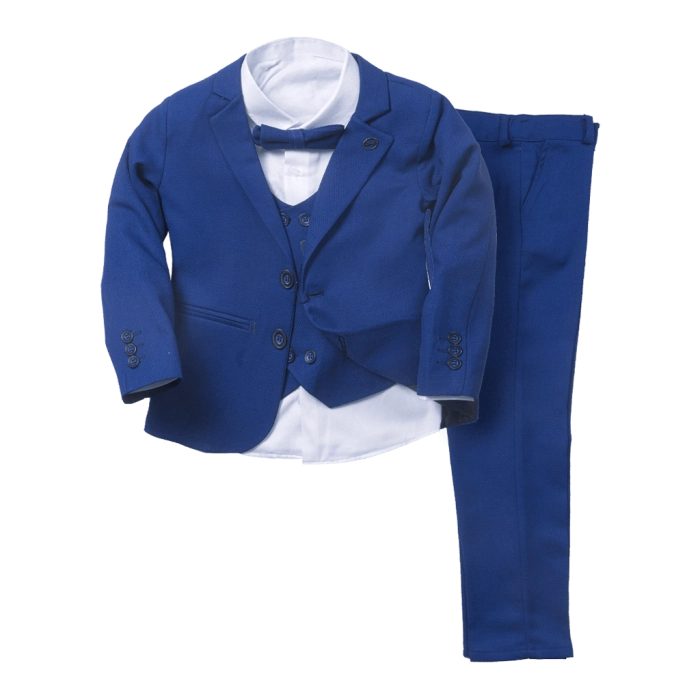 Παιδικό κουστούμι για αγόρια και παραγαμπράκια Scissors μπλε για γάμους και βαφτίσεις μπλε ρουά ετών με σακάκι